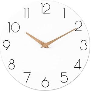 Cicininc Wall Clock, 16 Inch Wooden Battery Operated Wall Clocks Silent Non-Ticking, Decorative White Clock for Living Room, Bedroom, Kitchen, Home, Office, School, Hotel