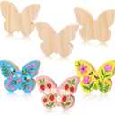 Novabright 6 Pcs Large Wooden Butterfly Block Unfinished Butterfly Shaped Signs Wood Blocks to Paint Blank Wood Table Centerpieces for Spring Home Decor Classroom DIY Art Craft Party Supplies