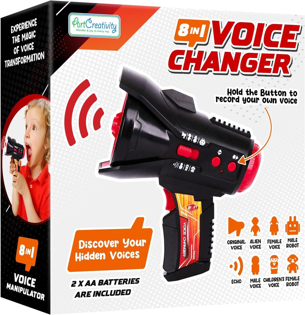 ArtCreativity 8 in 1 Voice Changer for Kids - Voice Changer, Recorder, and Megaphone Device - Toy Voice Changer Speaker with 8 Different Voices and Batteries - Noisy Toys for Boys and Girls