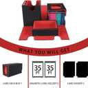 MTG Commander Deck Box - Portable Double Card Deck Box Fits 200 Double Sleeved Cards, Durable Magnetic Cards Case, Includes Dice Tray, Magnetic Card Holders and Dividers, Black/Red