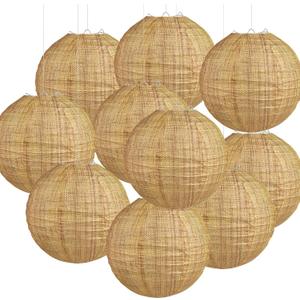 10 Pieces Burlap Paper Lanterns 8 Inch Chinese Round Paper Lanterns Hanging Burlap Print Paper Lanterns Farmhouse Classroom Lanterns Decor for Home Wedding Birthday Party Ceremonial Event (10 PCS)