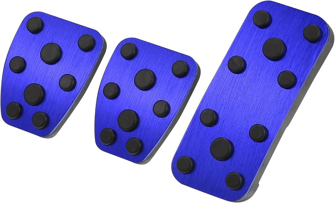 X AUTOHAUX Anti Slip Aluminum Alloy Car Foot Pedal Pads Accelerator Gas Brake Clutch Pedal Cover Kit for Subaru Impreza GE GH GR GV Forester SG SH SJ Blue