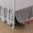 Bed Skirt King Size Ruffled Bed Skirt with Split Corners, 18 Inch Drop Dust Ruffle Bed Skirts with Platform, Boho Tufted Shabby Chic Full Size Bed Skirts, Light Grey