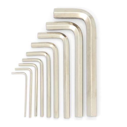 Susenya Allen Wrenches Sets, l-Shaped Hex Key Wrench, Standard 10mm, Steel Nickel-Plated, Silver, Pack of 8 Pcs
