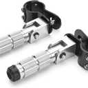 LKV M8 Motorcycle Foot Pegs Fit 1.22-1.29in Motorbike Brackets - Universal Front Footpeg Rear Footrest 90 Fixed Foldable Passenger Pedal Support for Mini Bike Dirt Pit Bike (Silver)