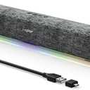 SOULION R100 Bluetooth Computer Speakers with Dynamic LED Light, USB Plug & Play PC Speakers with Switch Button, Clearly Sound Soundbar for Desktop Laptop Monitor(USB-C to USB Adapter Included)