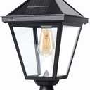 Solar Post Light Outdoor, ST4331Q-A Vintage Dusk to Dawn Bright Colored LED Waterproof 3-Inch Aluminum Solar Powered Lamp for Pole Pillar Yard Gates Pathway (Lamp)