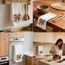 Gingerbread Bow Christmas Waffle Towel, Cookie Hand Towel, Holiday Dish Tea Towels. 16x24 Inch. Decor for Christmas Kitchens/Bathrooms. Gift for Bakers & Women. (White Christmas-06)