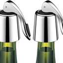 ERHIRY Wine Stoppers Set of 2 - Stainless Steel Wine Bottle Stopper with Silicone Seal, Reusable Beverage Preserver, Freshness Keeper, Premium Bottle Sealers, Ideal Wine Saver Accessory Gift Set (2 PACK - Silver)