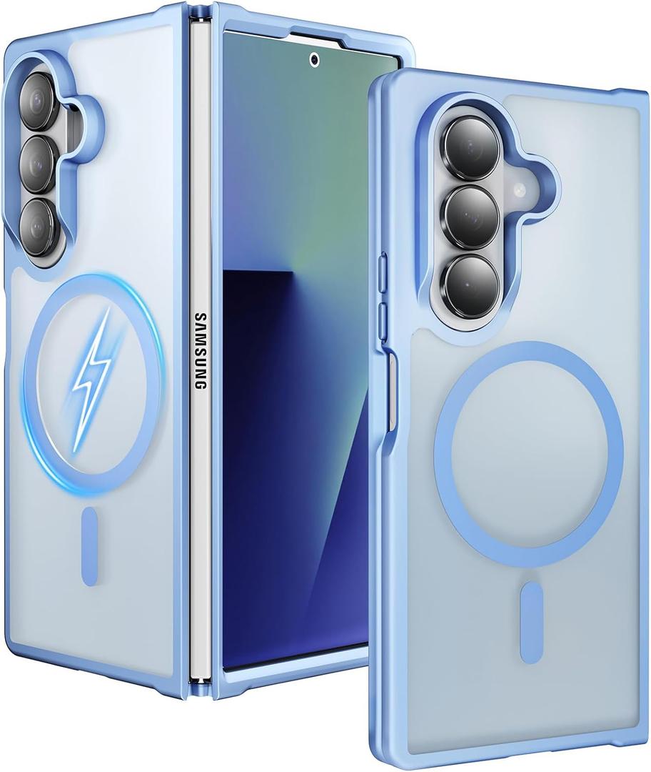 One Piece Design Matte Frosted Magnetic Case for Samsung Galaxy Z Fold 6, Fit for Magsafe, Ultra Thin, Shockproof Anti Fingerprints Translucent Back Integrated Bumper Wireless Charge Cover for Fold 6