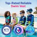 HeySplash Toddler Swim Vest, Kids Swimming Jacket Toddler Floaties with Adjustable Strap, Float Jacket for Puddle Pool Jumper, Beach, Boating, Learn to Swim Aid Fits 9-12Years/60-90Lbs, Lake Blue