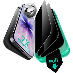ESR 3 Pack 9H+ Glass for iPhone 17/iPhone 16 Pro Privacy Screen Protector, [Military Grade Shatterproof & Highly Durable] Armorite Anti-spy Tempered Glass with UltraFit Tray