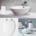 Mayfair Bennett Toilet Seat with Chrome Hinges, Slow Close Wood Seat, Secure Metal Hinges, Easy Install, Made in USA, Round, White