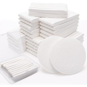 240+1 Pack White Compressed Facial Sponges, Luxiv Round Compress Face Cleaning Sponge for Estheticians Face Sponge Soft Compressed Makeup Sponges with Travel case (3.1", Count, 240)