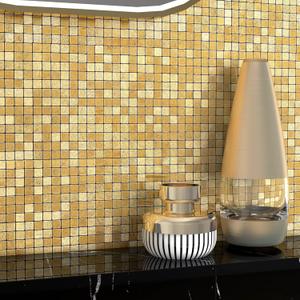 VAOVI Gold Kitchen Backsplash Tiles Peel and Stick Mosaic Stickers Self-Adhesive Wall Panles Heat Resistant Waterproof(10sheets,Square)
