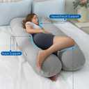 QUEEN ROSE Pregnancy Pillows, Cooling Maternity Pillow for Sleeping, 55in U Shaped Body Pillow for Pregnant Support, with Removable Silky Cover, Gray