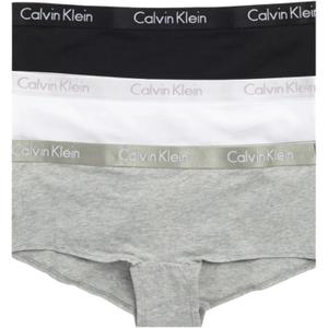 Calvin Klein Women's Motive Cotton Boyshorts 3 Pack (X-Large, Black/White/Grey Heather)