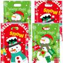 4 x Elanket 40 Pcs Happy Christmas Treat Bags With Handles - Assorted Goodie Bags for Trick-or-Treat, Party Favors - Cute Snowman Designs for Classroom Decorations