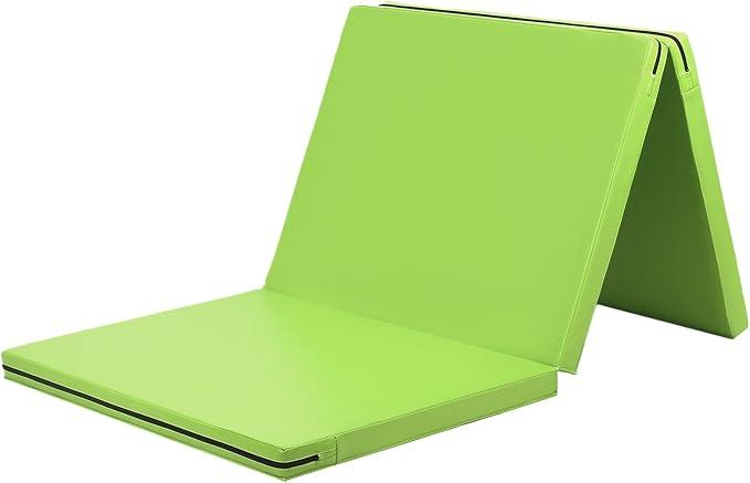 KaRaDaStyle Gymnastics Mat 3-Folding Stretch Mats 71"x31"x2" Exercise Muscle Training Children Play Horizontal Bar Mat Yoga Sports Soundproof Home Use (Green/3-fold)