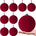 8 Pcs Large Velvet Christmas Balls 6 Inch Christmas Tree Decorations Xmas Ornaments Balls for Family Holiday Wedding Party Xmas Tree Hanging Decoration (Wine Red)