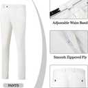 Men's 3 Piece Slim Fit Suit One Button Shawl Lapel Jacket Vest Pants Tuxedo Set with Bow Tie Pocket Square (White, XS)