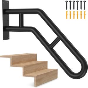 Handrail for Outdoor Grab Bar Frossvt Wall Mount Handrail, 25.8'' Garage, Porch, Garden 1 to 3 Steps Stairs Black