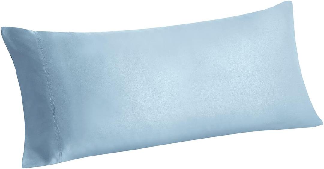 BEDELITE Body Pillow Case Cover, Rayon Made from Bamboo, Cooling Body Pillow Cover for Hot Sleepers and Night Sweats, Breathable & Silky Soft Full Long Pillow Case (Blue, 20x54 Inches)