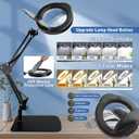 15X Magnifying Glass Lamp with Light and Stand,Real Glass,RTM Safety Protection,5 Color Stepless Dimmable Eye-Caring LED,2-in-1 Hands-Free Desk & Clamp for Reading,Crafts,Painting & Repair