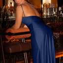 Memoriesea Women's Sexy One Shoulder High Split Cocktail Wedding Party Maxi Dress (Blue, L)