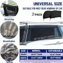 Car Rear Window Screens for Side Windows, 2 Pack Side Window Sun Shades,Stretchy Mosquito Net Cover Fit Cars SUVs - Up to 36.22x55.1