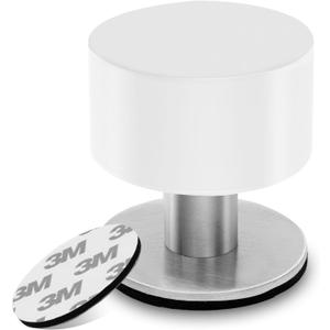 White Door Stops with Extra Stickers, No Drill Heavy Duty Rubber Doorstops,Sound Dampening Door Stopper for Bottom of Door, Home & Office Use, 2 Pack