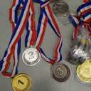 Award Medals 1st 2nd 3rd (Gold, Silver, Bronze) Metal Style Winner with Neck Ribbon, 2 Inches