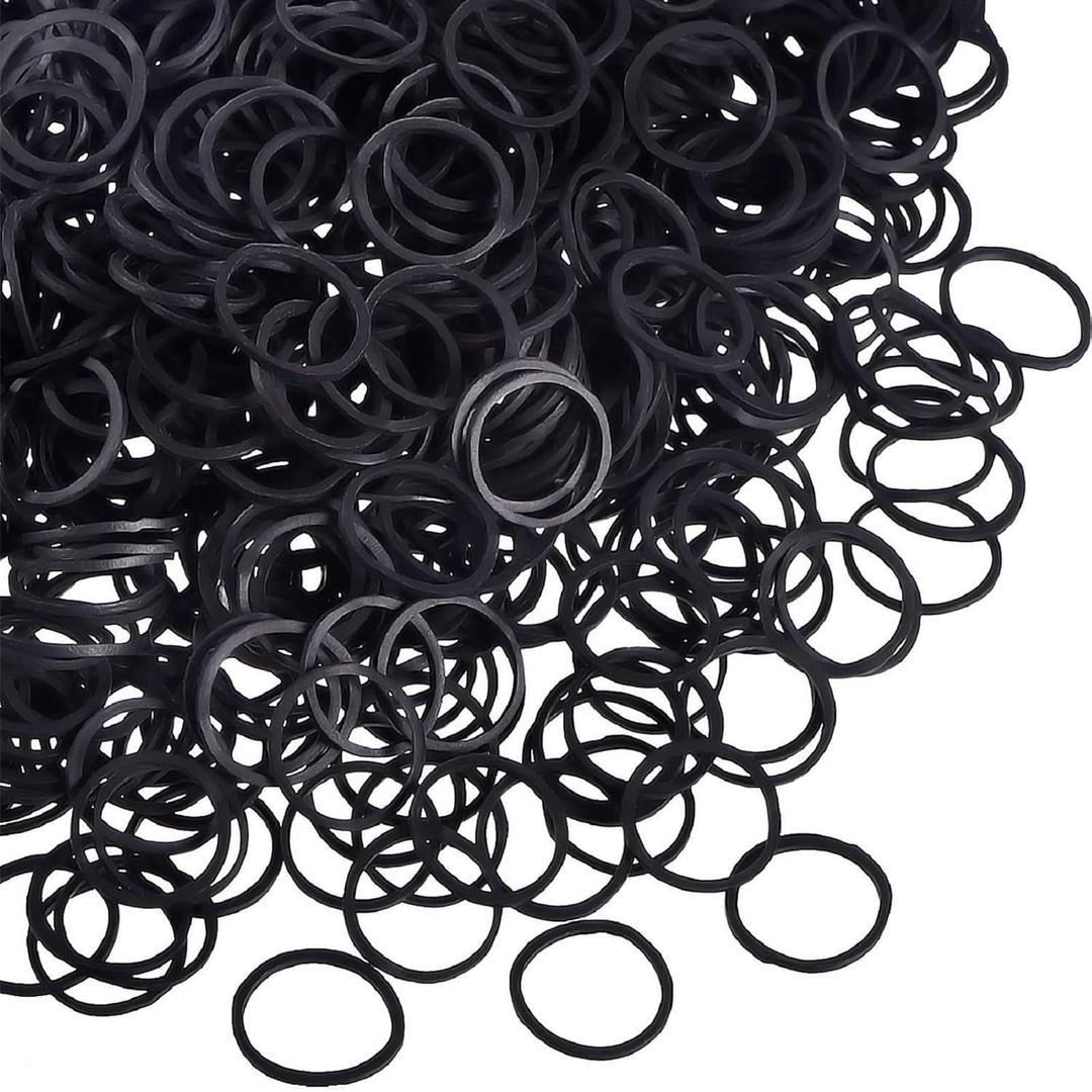 Hicarer 1000 pcs Mini Rubber Hair Bands 1/2 Soft Elastic Bands for Woman Hair Braids Ponytails & Beards Small Dreadlocks, Wedding Hairstyle and More(1.5 cm,Black)