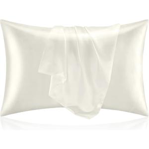 BEDELITE Satin Pillowcase for Hair and Skin, Super Soft and Cooling Similar to Silk Pillow Cases 2 Pack with Envelope Closure, Gift for Women Men(20"x26" Standard Size, Ivory)