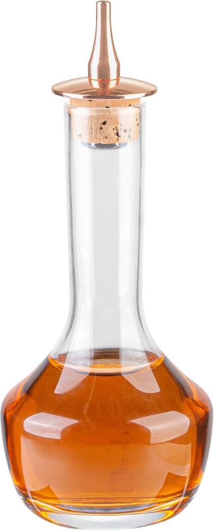 Restaurantware Bar Lux 3.5 Ounce Bitters Bottle 1 Professional Grade Bitter Glass - With Copper-Plated Dasher Top For Cocktails or Desserts Clear Glass Dasher Bottle Use At Homes or Bars