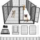 Dog Playpen 32 inch 10 Panels Portable Pet Fence Outdoor for Yard Indoor Dog Pen for Medium/Small Animals, Large Pet Puppy Playpen Heavy Duty Pet Fence for RV Camping, Yard (Black-23ft)