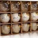 12PCS Clear Glitter Christmas Ball Ornaments, 3.15" Champagne Gold Sequin Christmas Decoration Set, Large Hanging Ornaments for Xmas Tree, Wedding, Holiday, Party