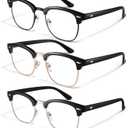 racico Blue Light Glasses for Men & Women - Mixed Material + Metal Frames with UV Protection Coating (A6 Bright Black/Mattle Black/All Bright Black)