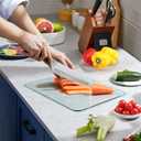 Tempered Glass Cutting Board for Kitchen Counter, Clear Cutting Board for Countertop with Rubber Feet  Heat, Scratch, Shatter Resistant, Dishwasher Safe, Easy to Clean, 12x16"