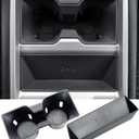 Cup Holder Insert & Wireless Charging Protective Mat for Land Rover Defender 90/110/130 2026 2025, Interior Accessories Car Cup Holder & Wireless Charger Cover Pad for 2025-2026 Defender, Black