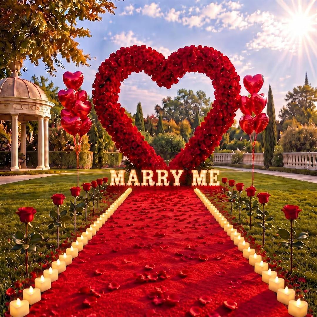 Will You Marry Me Sign Kits Metal Heart Arch Proposal Decorations