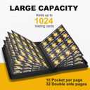1024 Pocket Trading Card Binder Compatible with Pokemon TCG MTG Baseball Sports Cards, Trading Card Side Loading Zip Binder, Premium Leather Card Collection Storage Binders