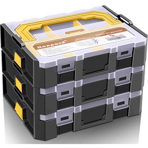 Small Parts Organizer, 6-Compartments Parts Organizer, Stackable, Removable Dividers for Hardware3 PCS,Yellow)