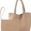 JINMANXUE Fashion Woven Bag Shopper Bag Travel Handbags and Purses Women Tote Bag Large Capacity Shoulder Bags (Apricot1)