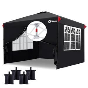 Sekey 10x10 Pop Up Canopy with 4 Sidewalls, One Push Setup Instant Outdoor Gazebo, Instant Easy Up Canopy with UPF50+ Top, 4 Weight Bags for Events, Beach, Patio, Camping : Patio, Lawn & Garden