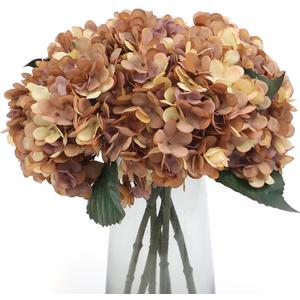 Kimura's Cabin 6Pcs Faux Hydrangea Flowers Vintage Artificial Silk Hydrangeas Flowers with Stems Fake Hydrangea Bouquets for Autumn Farmhouse Home Wedding Table Center DecorationAutumn Yellow