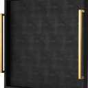 Extra Black Large Serving Tray with Handles for Ottoman,Versatile Shagreen Leather Square Ottoman Tray for Living Room (20" x 20" x 3")