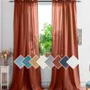 Yancorp Terracotta Curtains - 63 Inch Length, 2 Panels Linen Textured Sheer Curtains Set - Light Filtering Semi Sheer Drapes for Living Room & Bedroom (Terracotta, W52 x L63)