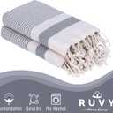 Ruvy Home Basics Turkish Hand Towels for Bathroom Set of 4 | 18"x40", Cotton | Decorative Towel for Bathroom, Kitchen, Dishcloth, Tea, Yoga, Face, Gym - Light Grey
