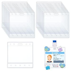 PH PandaHall 50pcs Card Name Badge Holder for Nursing Pins Badge Pin Holder Horizontal Buddy Topper Adapter Sleeve Clear Plastic Pocket Card Name ID Holders for 3.5x2.5 inch Nurse Doctor Staff Cards
